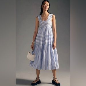 Anthropologie Helena Square-Neck Babydoll Midi Dress